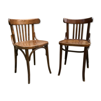 Paire de chaises bistrot en bois 1950