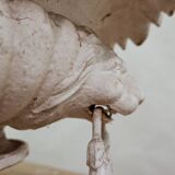 19th century cast iron basin, lion head handles