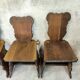 Set of six vintage brutalist wooden chairs.