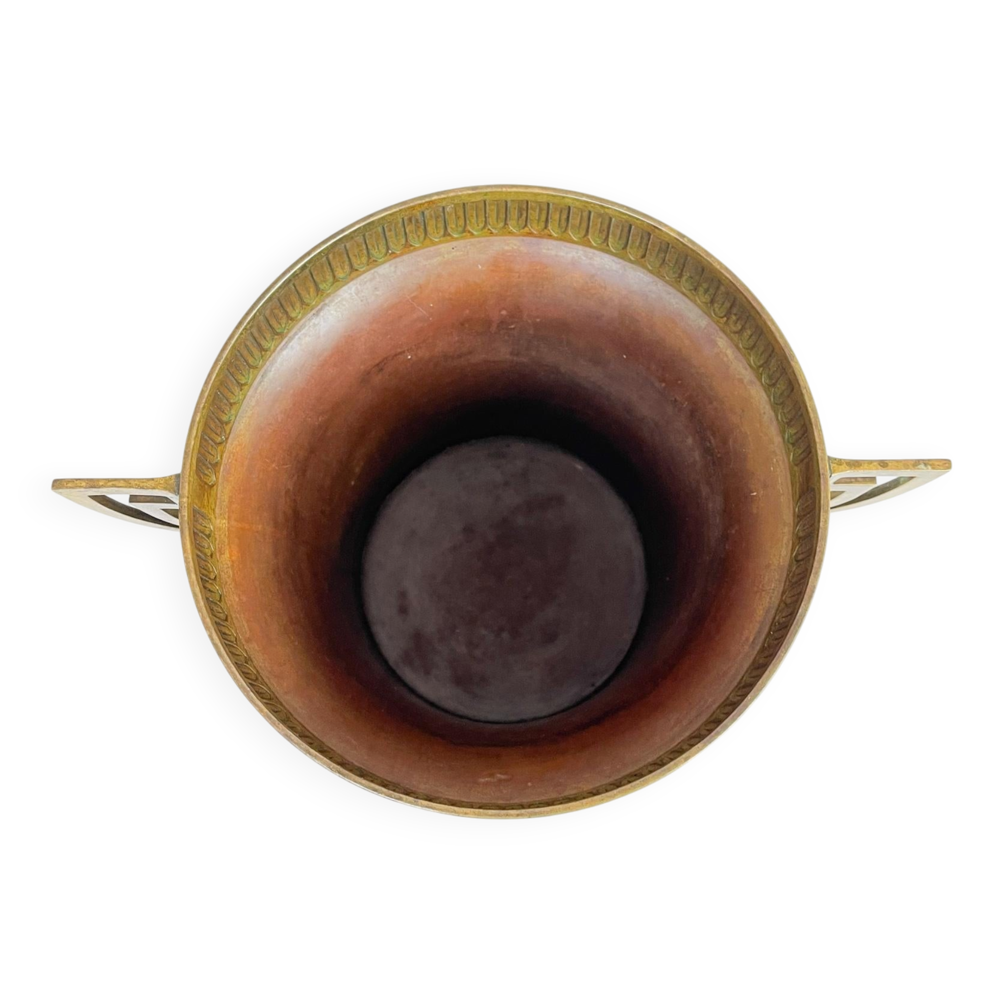 Art Deco champagne cooler in copper and brass with relief patterns, Sweden, 1930s.