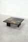 Paul Kingma slate, stone, and brass inlaid coffee table, 1970s
