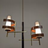 Scandinavian teak and brass chandelier from the 50s/60s
