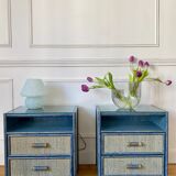 Pair of vintage rattan bedside tables