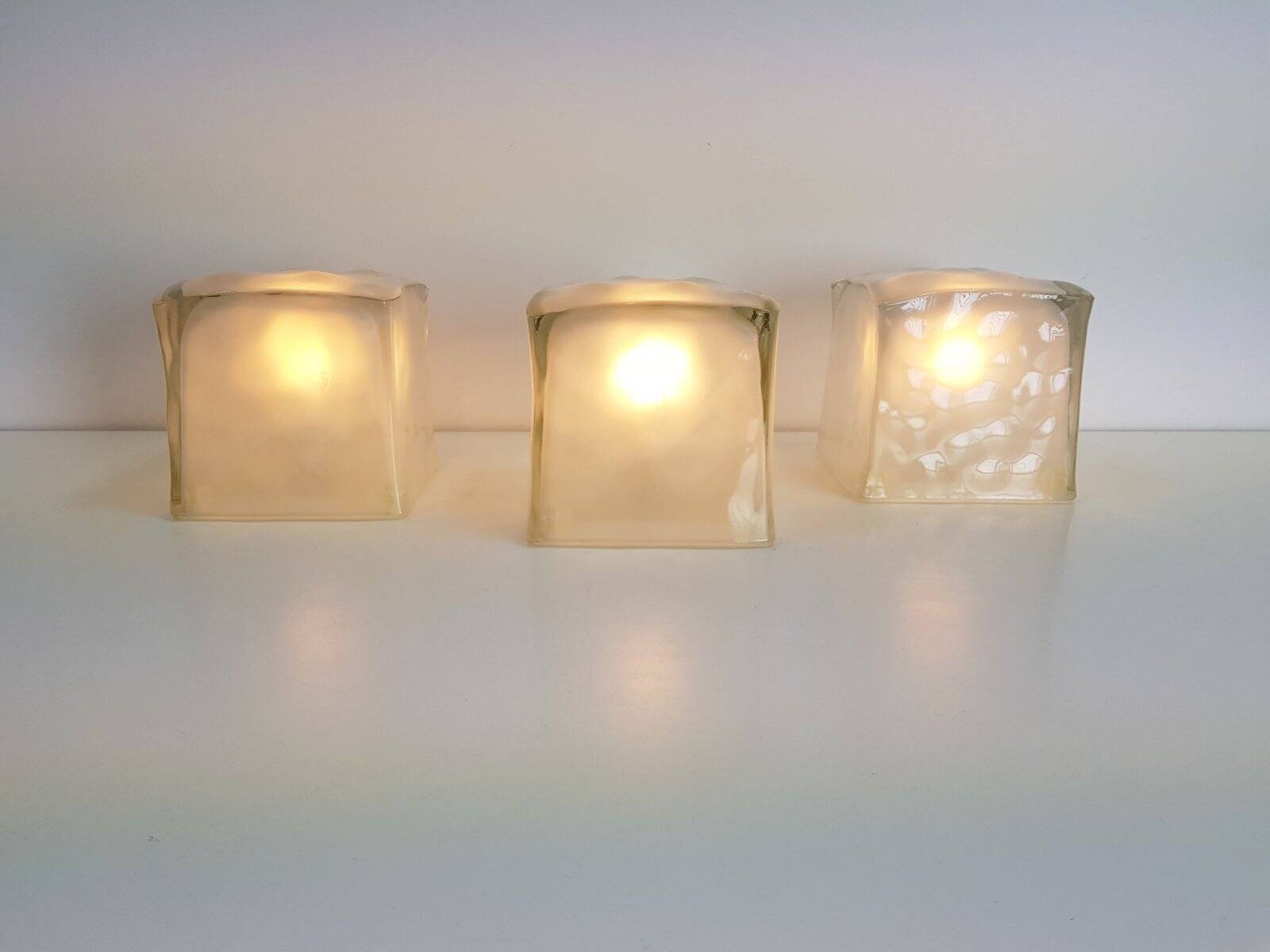Iviken Ice Cube Table Lamp in Glass from Ikea, 1990s, Set of 3