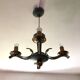 Celadon green modernist chandelier and solid brass