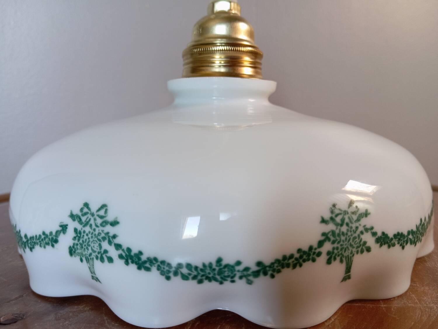 White opaline handkerchief pendant or portable lamp, vintage 1920
