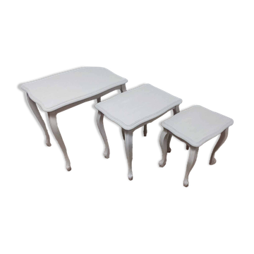 3 painted wooden nesting tables
