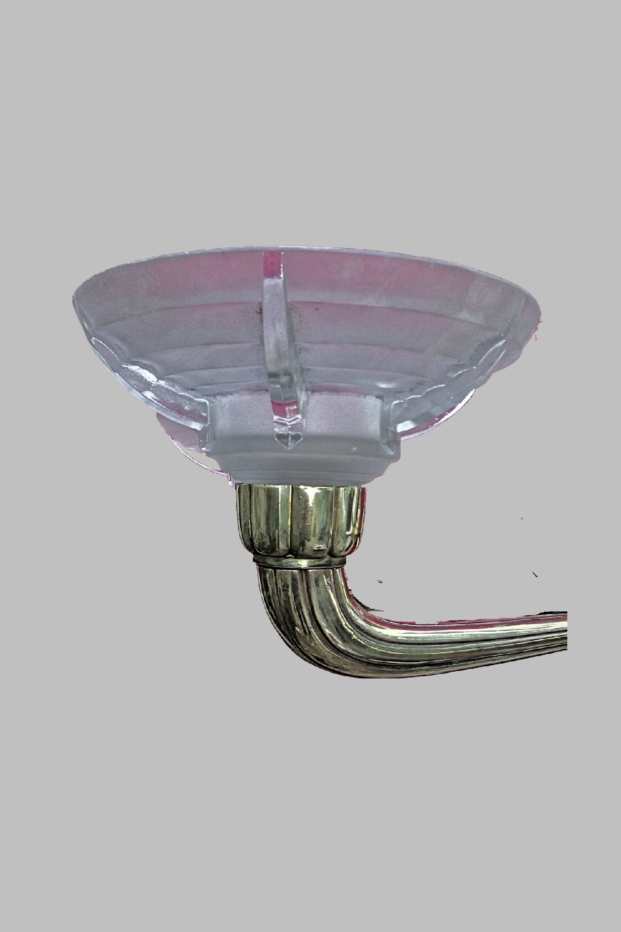Important Art Deco chandelier in gilded bronze