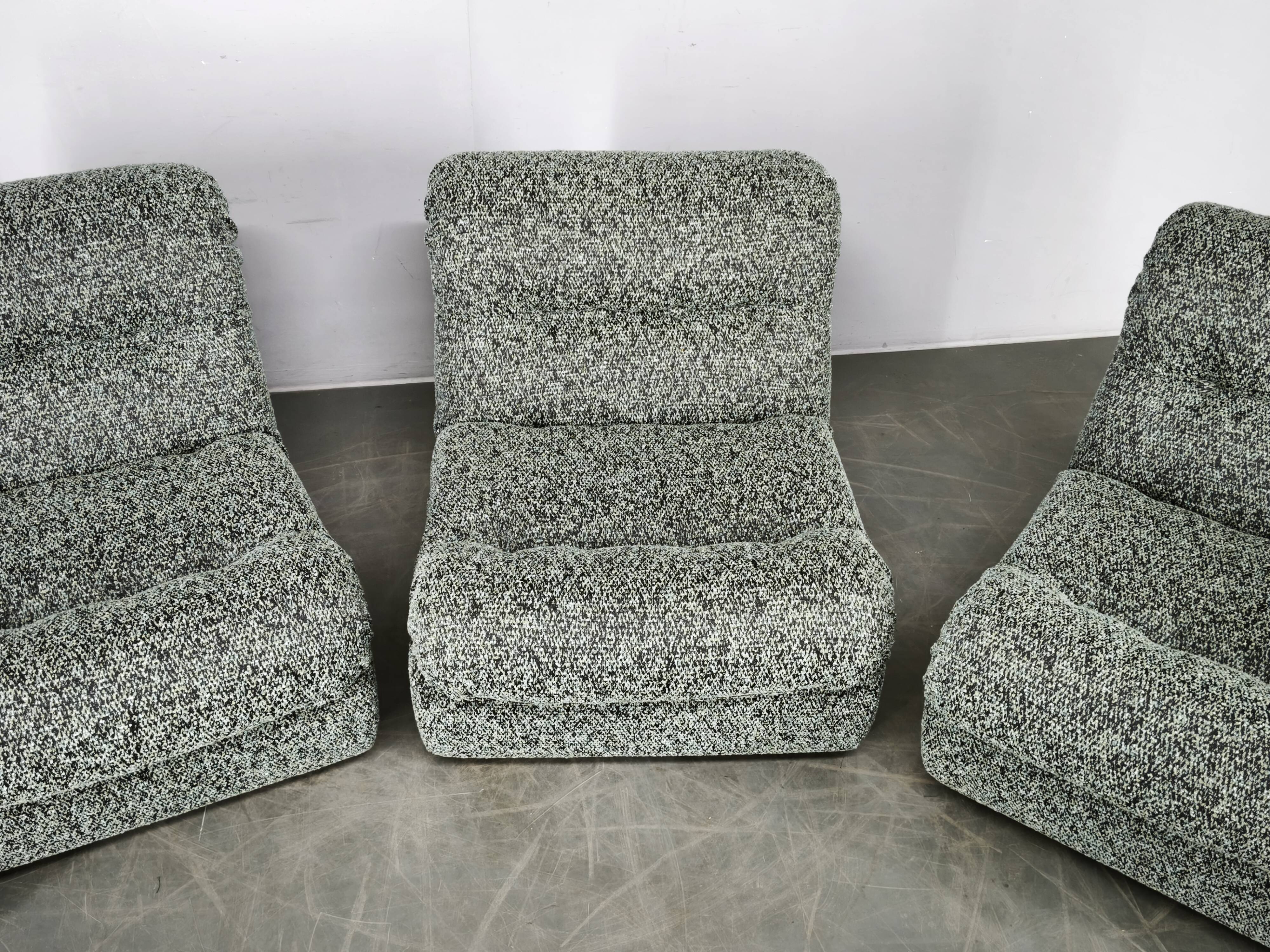 1970s Czechoslovak Space Age Four-Piece Sculptural Modular Sofa