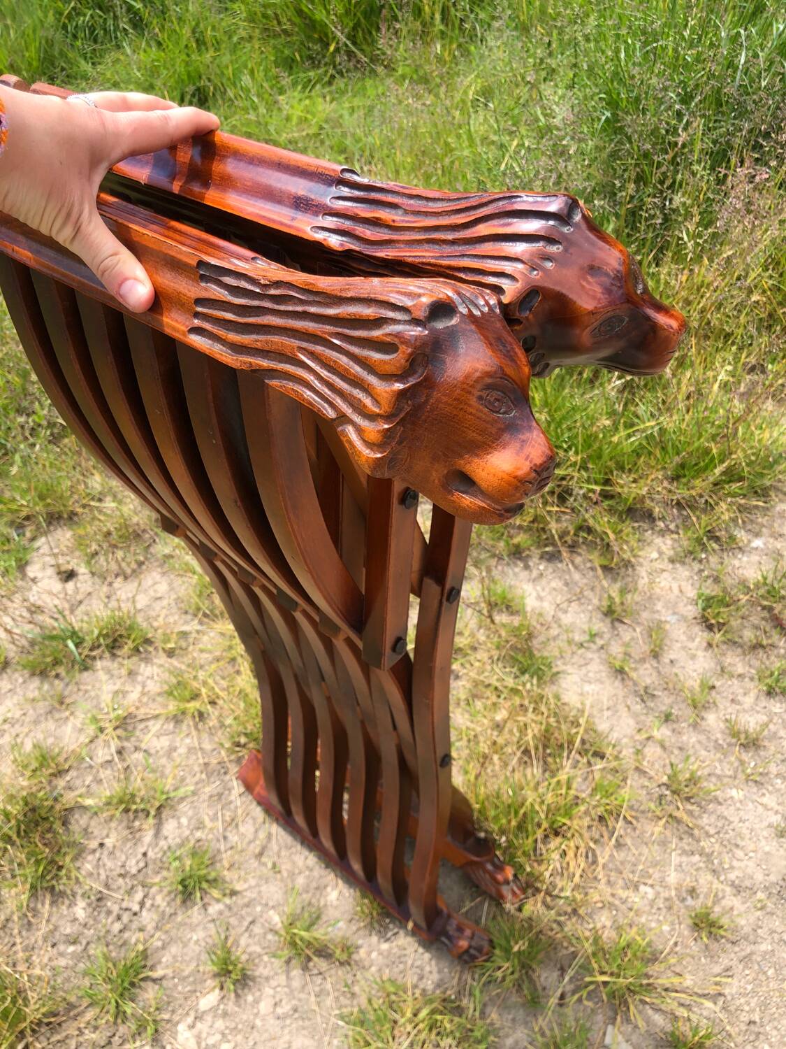 Carved wood Dagobert armchair