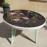 Rattan and faience table