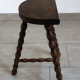 Wooden tripod stool half moon turned 60s