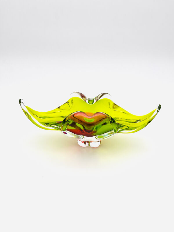 Grande Coupe Sommerso Josef Hospodka - Jaune Chartreuse et Corail