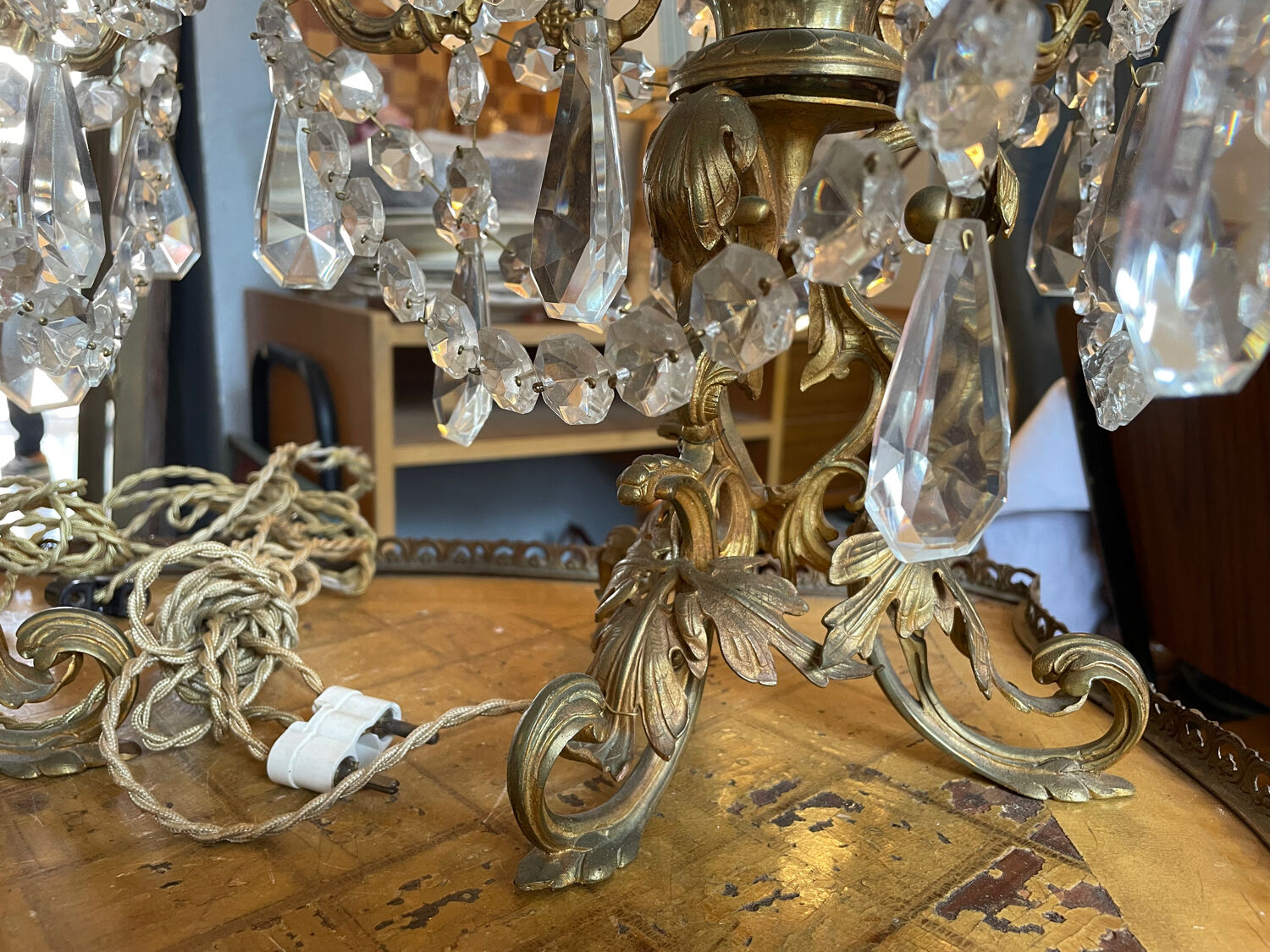 Girandoles bronze pampilles cristal