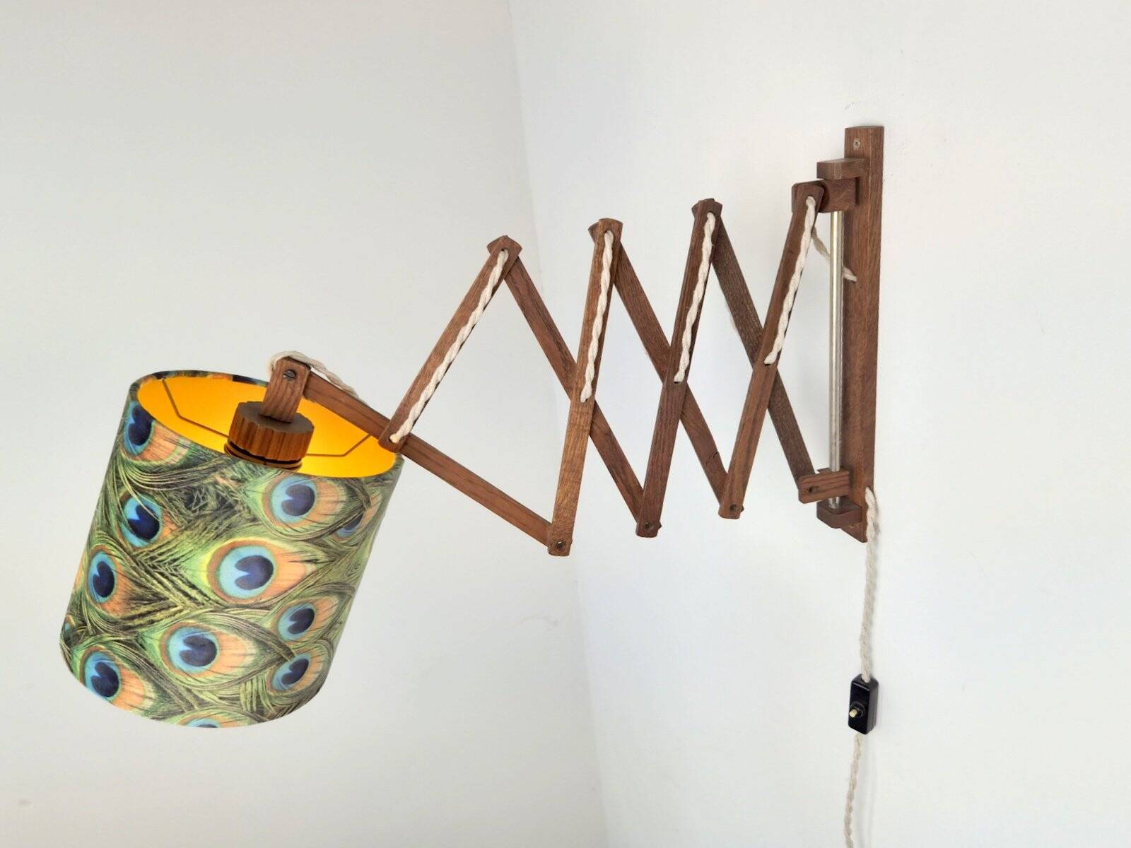 Scandinavian Teak Scissor Wall Lamp, 1950s