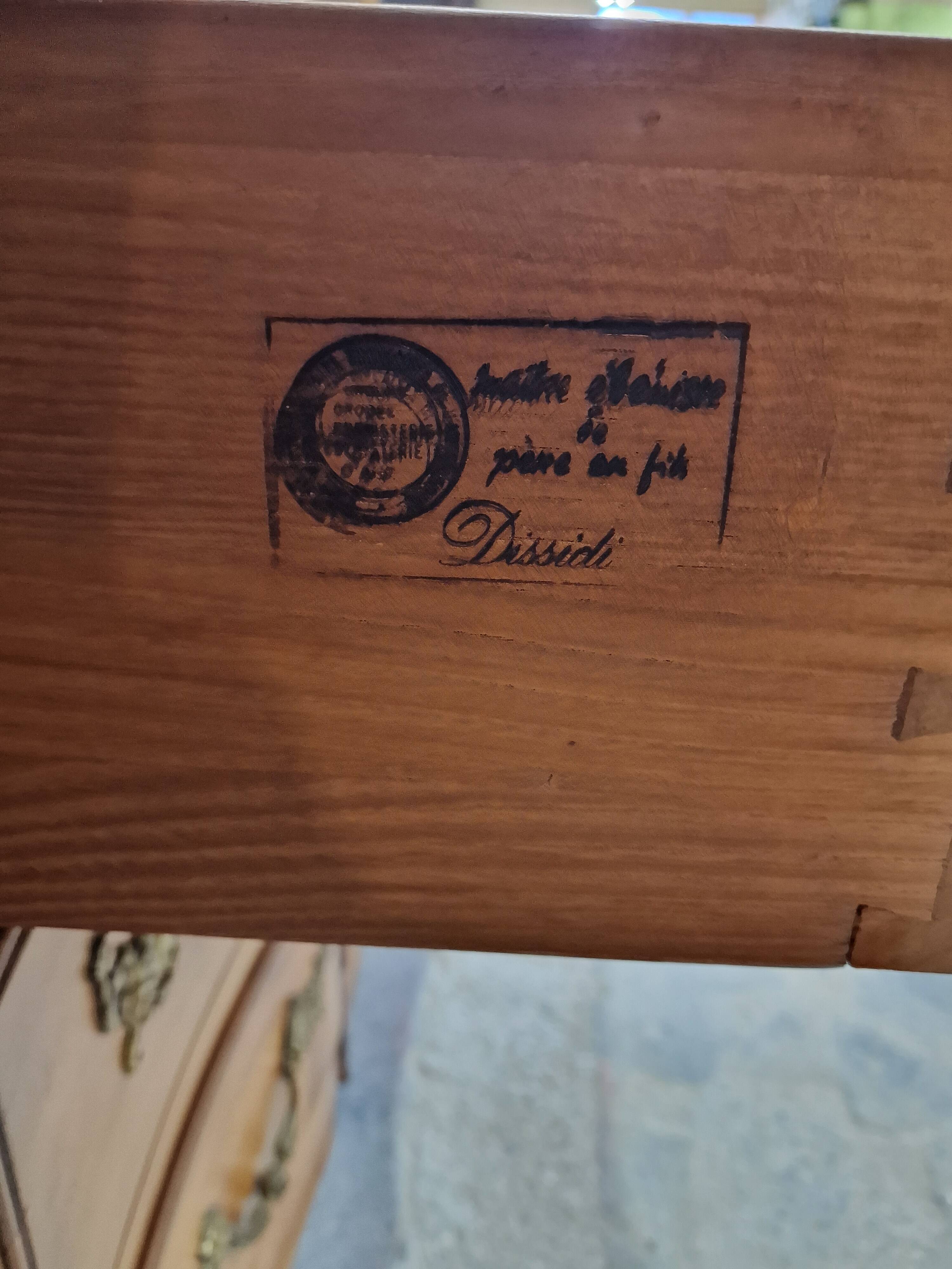 Cherrywood chest of drawers, Louis XV style crossbow stamped Dissidi