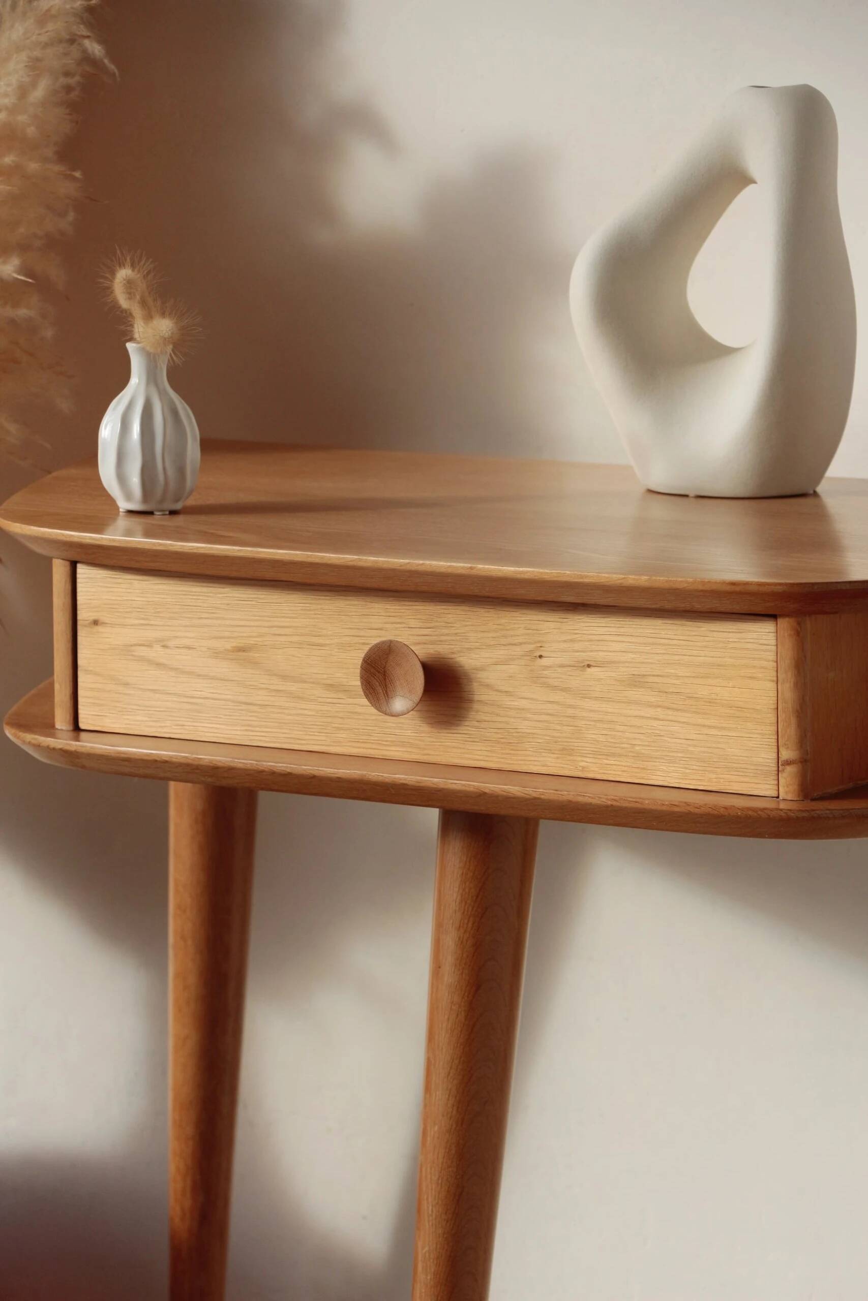 Solid oak tripod console table – vintage & restored