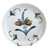 Flat Plate or Small Round Porcelain Dish Signed Nelly Abstract Flower