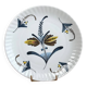 Flat Plate or Small Round Porcelain Dish Signed Nelly Abstract Flower