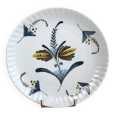 Flat Plate or Small Round Porcelain Dish Signed Nelly Abstract Flower