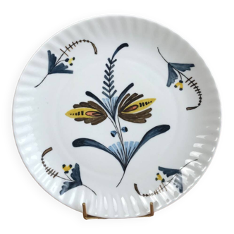 Assiette Plate Ou Petit Plat Rond En Porcelaine Signé Nelly Fleur Abstrait