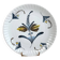 Flat Plate or Small Round Porcelain Dish Signed Nelly Abstract Flower