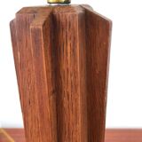 Art Deco oak lamp and wool lampshade from the 1930s