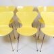 Set Of 6 Seven Chairs Model 3107 Lacquered In Yellow By Arne Jacobsen For Fritz Hansen From 1990s