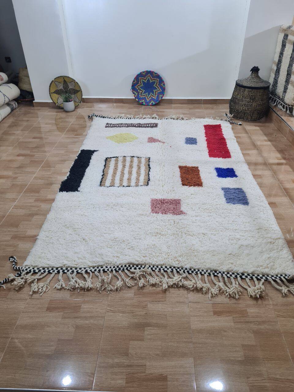 Handmade wool Berber rug 250x150 cm