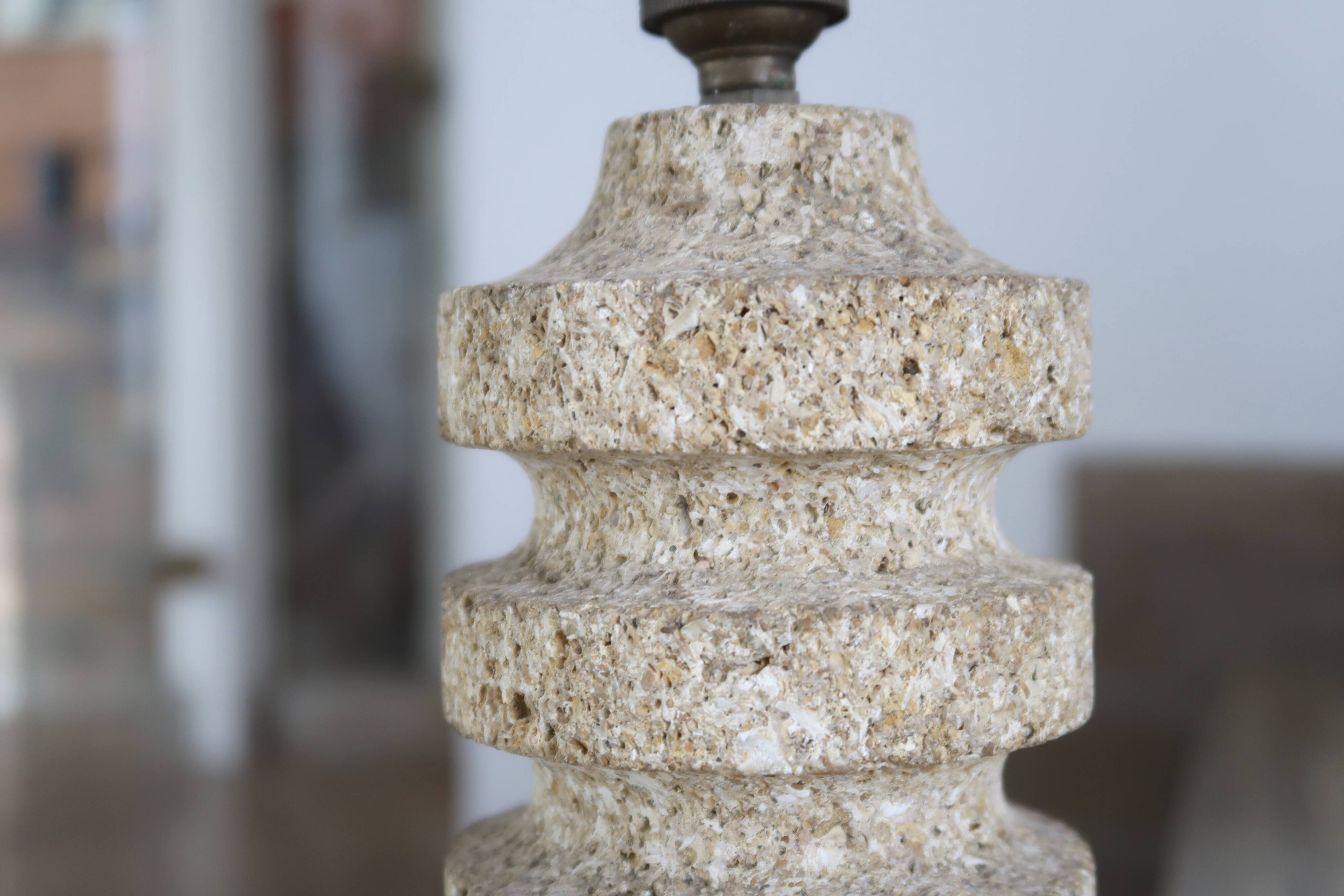 Stone lamp, herbarium lampshade, 60s