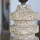 Stone lamp, herbarium lampshade, 60s