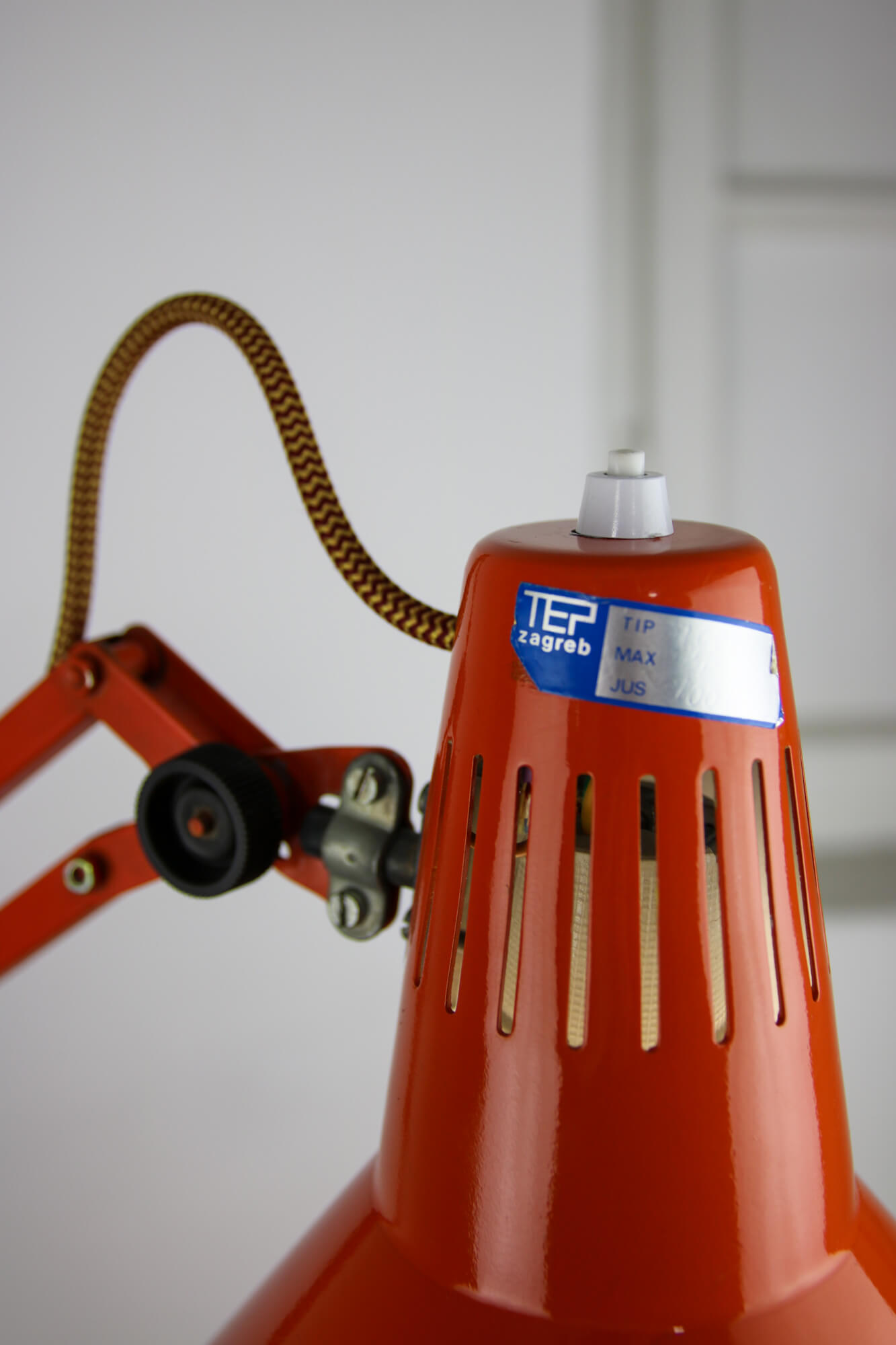 Orange adjustable achitect table lamp by tep, 1970s