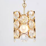 Pair of small golden brass pendants, Sciolari design for Palwa, Germany, 1970s.