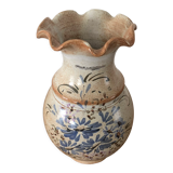 Faience vase signed Vallauris floral motifs