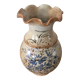 Faience vase signed Vallauris floral motifs