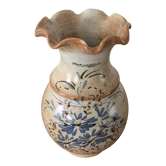 Faience vase signed Vallauris floral motifs