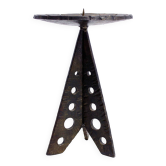 Brutalist iron candle holder