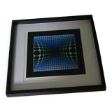 Tableau Vintage Art Optique - Victor Vasarely - Frame 40x40cm