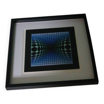 Tableau Vintage Art Optique - Victor Vasarely - Frame 40x40cm