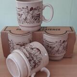 4 cups/mugs brown/beige - KilnCraft Stl England Deco hunting - vintage