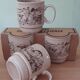 4 cups/mugs brown/beige - KilnCraft Stl England Deco hunting - vintage