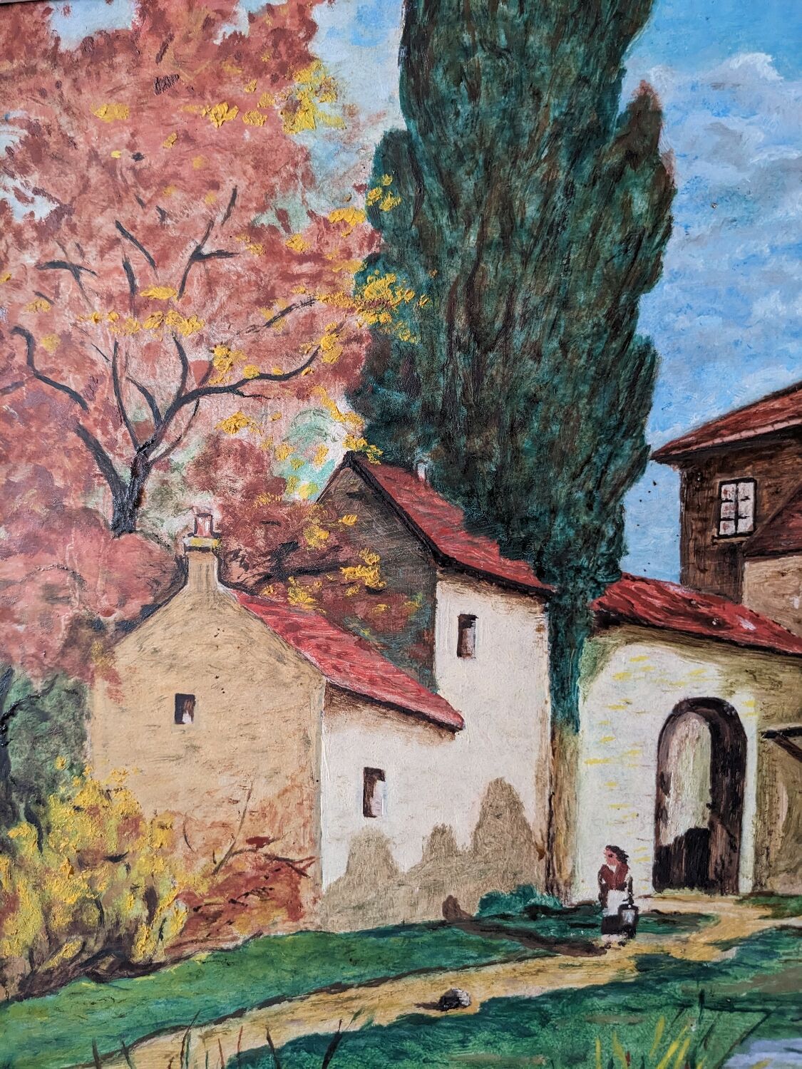 G Paul (20th century school) House by the river Oil on canvas Signed lower right Framed
Painting signed G Paul mill lake characters and trees
Very good condition 
Dimensions of the painting 50 cm x 35 cm 
Dimensions of the wooden frame with slight wear 64 cm * 49 cm (Depth about 6 cm)