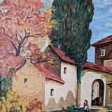 G Paul (20th century school) House by the river Oil on canvas Signed lower right Framed
Painting signed G Paul mill lake characters and trees
Very good condition 
Dimensions of the painting 50 cm x 35 cm 
Dimensions of the wooden frame with slight wear 64 cm * 49 cm (Depth about 6 cm)