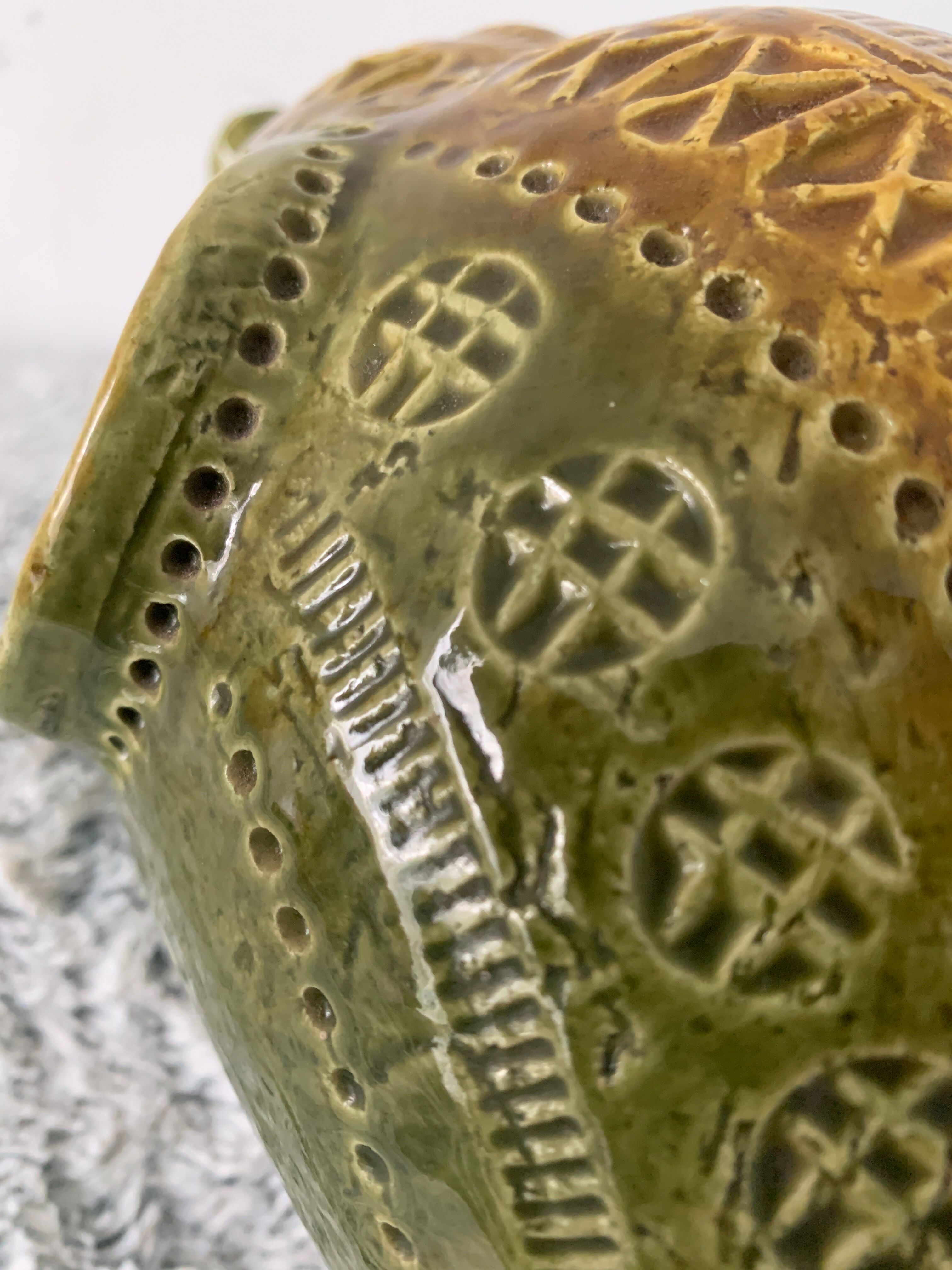 Green Rimini ceramic elephant, Aldo Londi for Bitossi, 1960