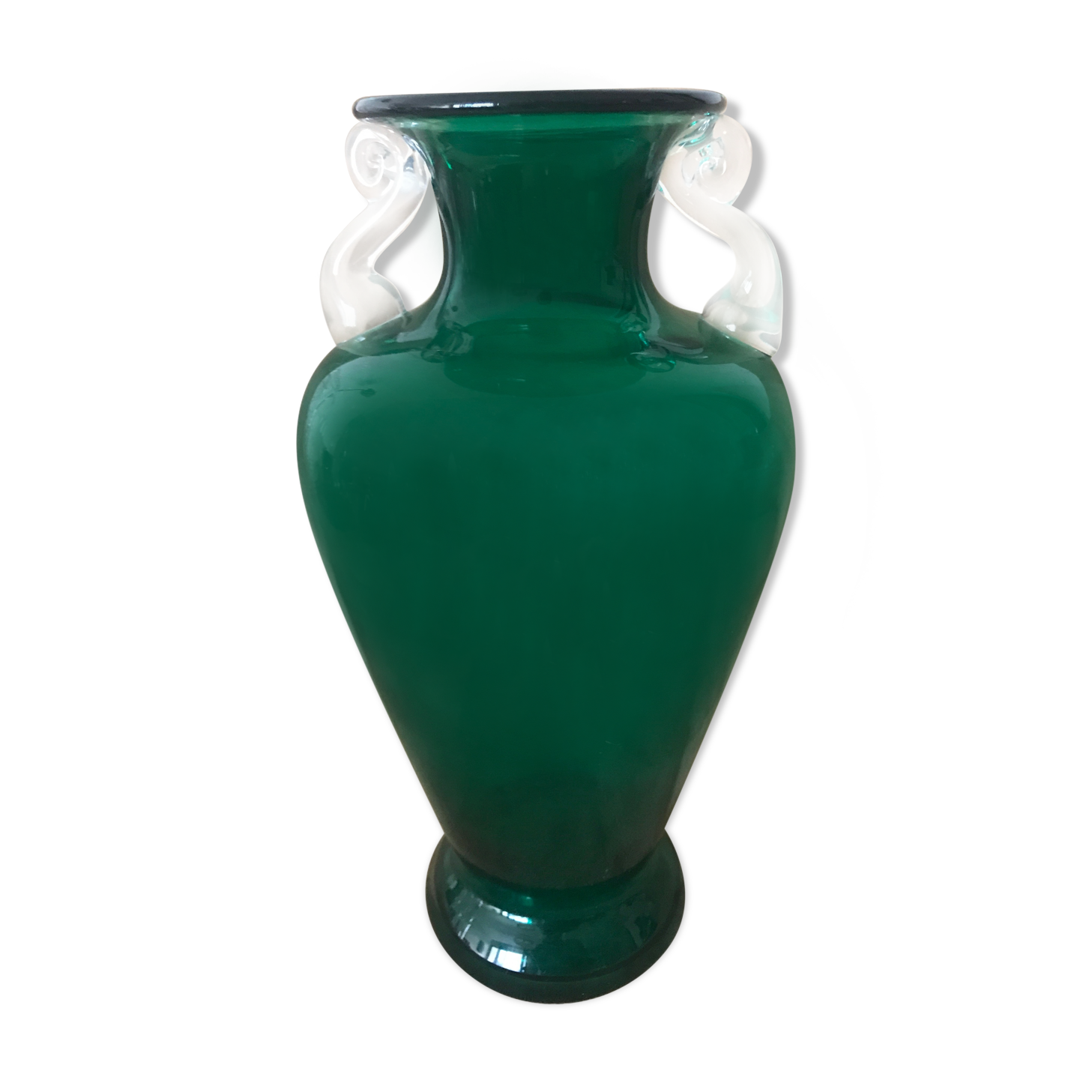 Dark green glass vase