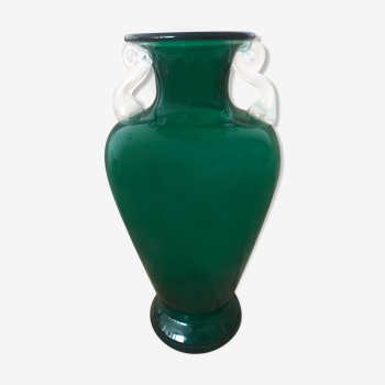 Dark green glass vase
