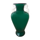 Dark green glass vase