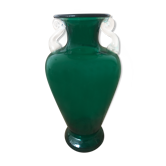Dark green glass vase