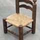 Low chair in oak and straw vintage design 60s
