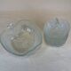 Salad bowl and cups set in molded glass, apple shape